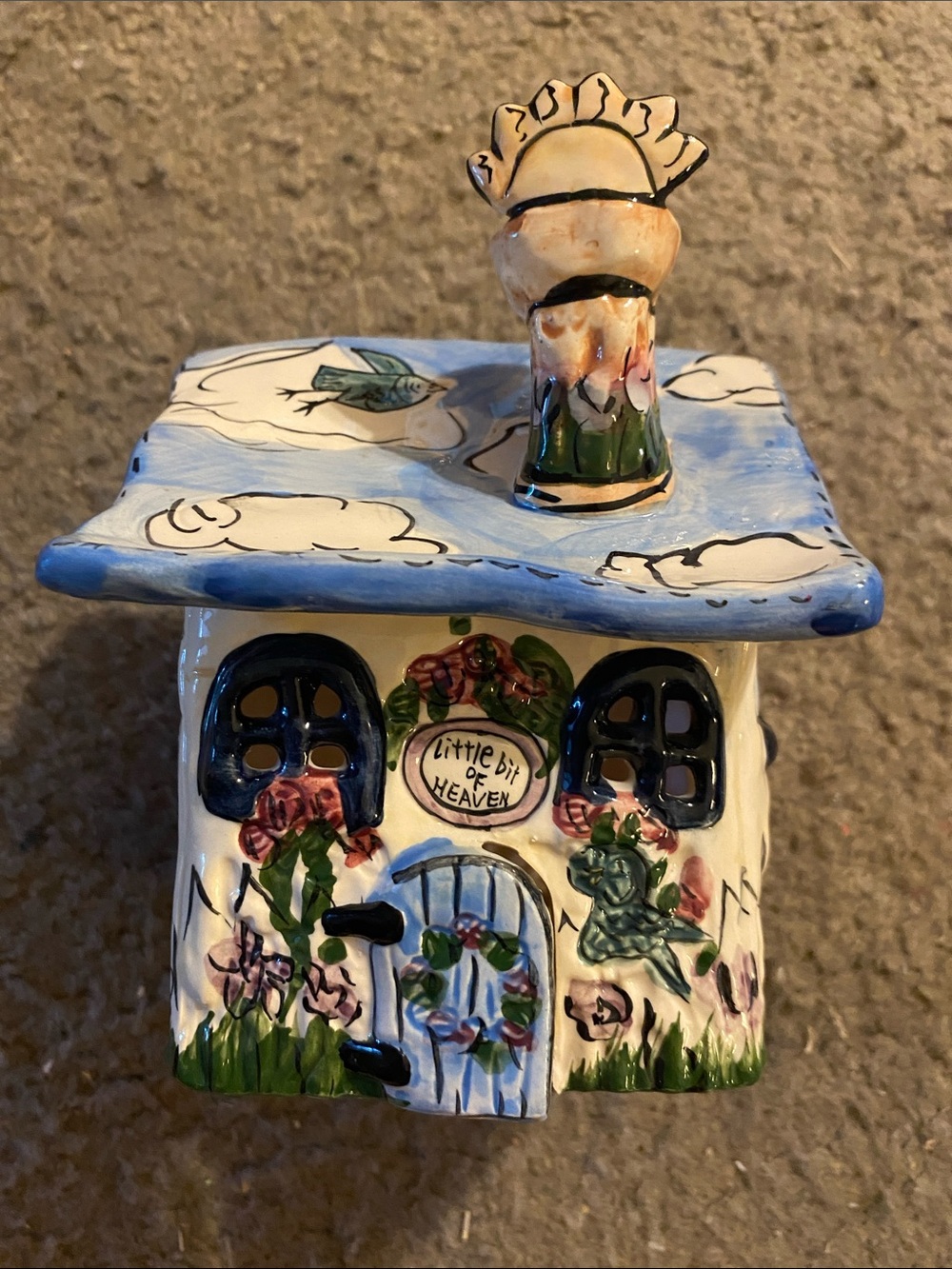 Blue Sky Clayworks “A Little Bit of Heaven” -Painted Ceramic Cottage